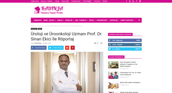 Üroloji ve Üroonkoloji Uzmanı Prof. Dr. Sinan Ekici İle Röportaj - Kadınja.com